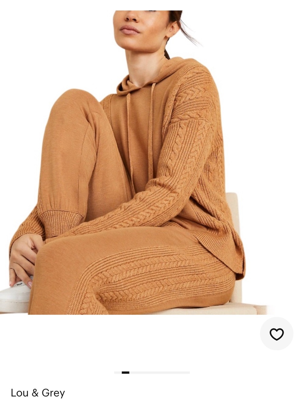 Lou & Grey Camel Knit Cable-Detail Hoodie & Joggers